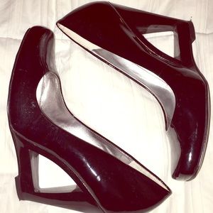 Patent Leather Cut-Out Wedges